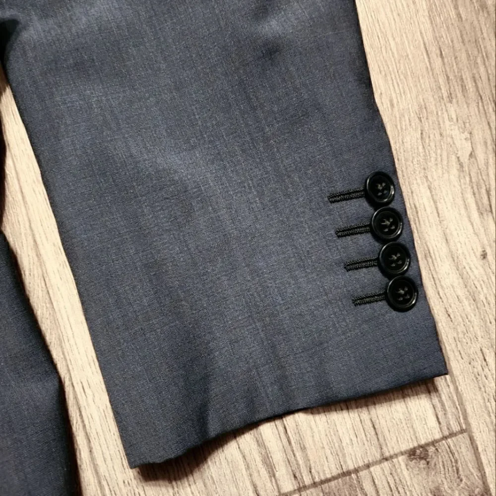 Armani Collezioni G-Line Single Breasted Wool And Silk Blend Blazer Blue
